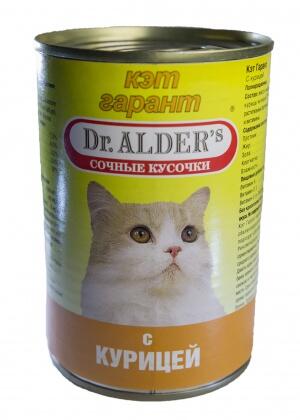 Dr. ALDER`S Кэт Гарант 415 г консервы для кошек сочные кусочки в соусе курица