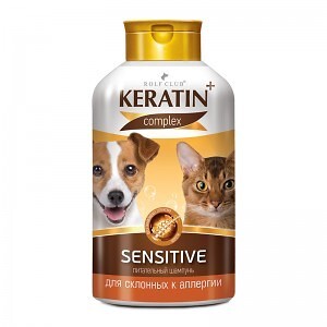 KERATIN+ 400 мл шампунь Sensitive для склонных к аллергии кошек и собак