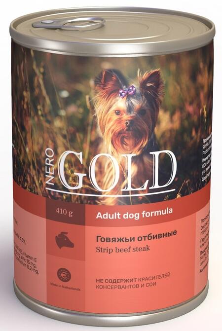 NERO GOLD консервы для взрослых собак говяжьи отбивные