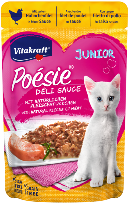 VITAKRAFT POESIE 85г пауч консервы для котят до 1 года курица в соусе.