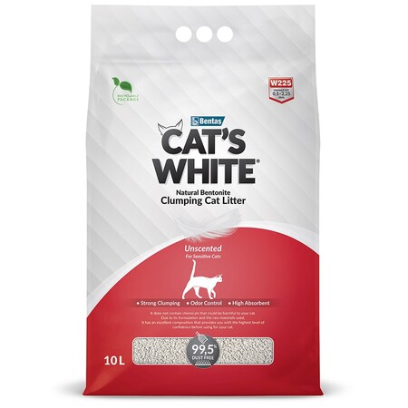 Cat's White Natural 10 л комкующийся наполнитель натуральный без ароматизатора для кошачьего туалета