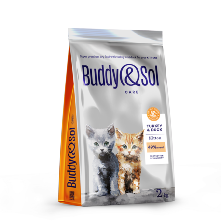 BUDDY SOL CARE KITTEN 2 кг сухой корм для котят с индейкой и уткой
