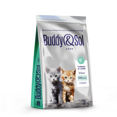 BUDDY SOL CARE KITTEN 2 кг сухой корм для котят с индейкой и ягненком