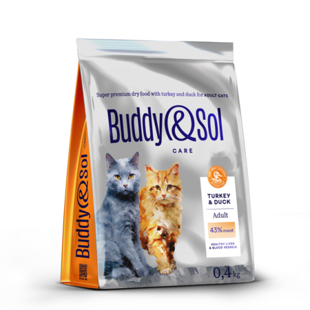 BUDDY SOL CARE ADULT 400 гр сухой корм для взрослых кошек с индейкой и уткой