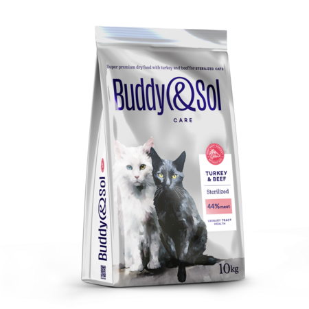 BUDDY SOL CARE STERILIZED 10 кг сухой корм для взрослых стерилизованных кошек с индейкой и говядиной
