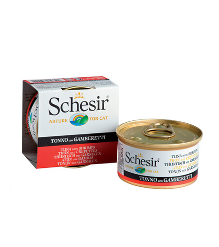 SCHESIR 85 г консервы для кошек тунец с креветками