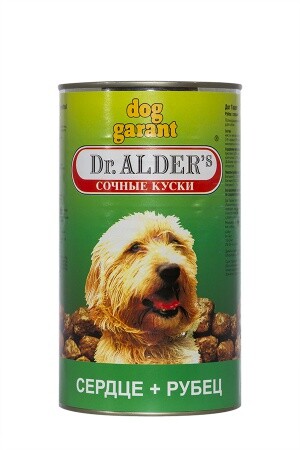 Dr. ALDER`S Dog Garant 1230 г консервы для собак кусочки в желе рубец, сердце