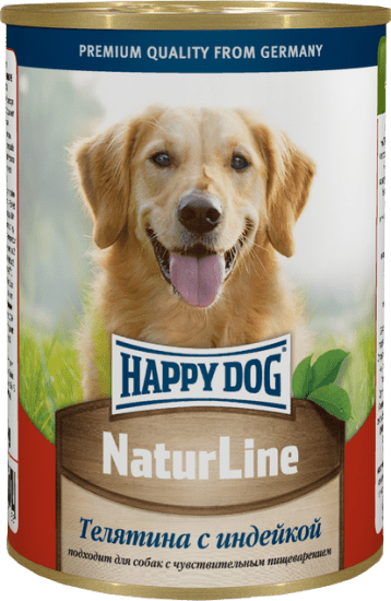 HAPPY DOG 400 г консервы для собак кусочки в соусе телятина с индейкой