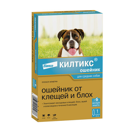ELANCO Килтикс 48 см ошейник от клещей и блох для собак средних пород