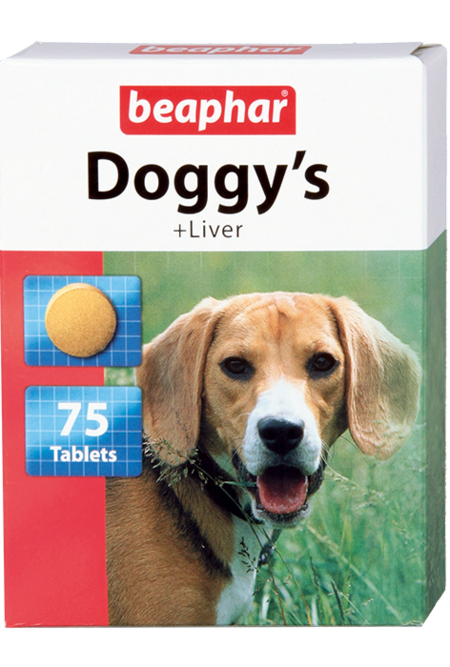BEAPHAR Doggy`s Liver 75 таблеток витаминизированное лакомство для собак с печенью