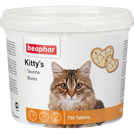 BEAPHAR Kitty`s Taurine Biotin 75 таблеток витаминизированное лакомство для кошек с таурином и биотином