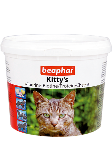 BEAPHAR Kitty`s MIX 180 таблеток комплекс витаминов для кошек таурин, биотин, протеин, сыр
