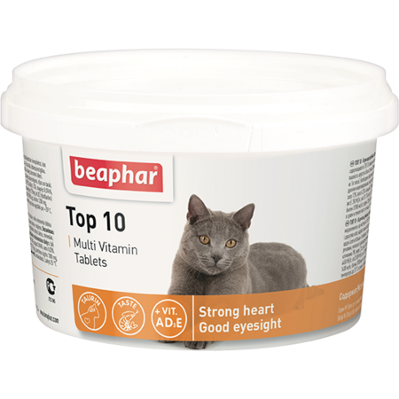 BEAPHAR Top 10 180 шт мультивитамины для кошек с таурином и L-карнитином