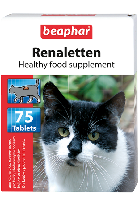 BEAPHAR Renaletten К 75 таблеток диетическое лакомство для кошек с почечными проблемами