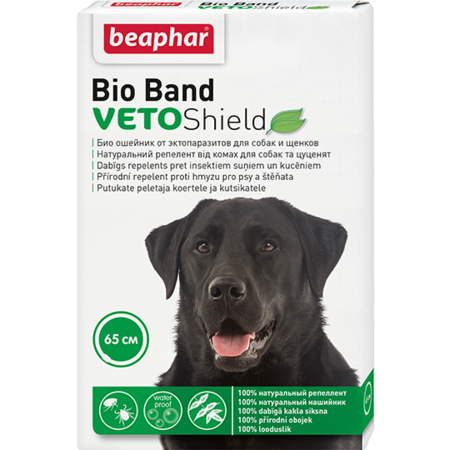 BEAPHAR Bio Band Veto Shield 65 смошейник для собак и щенков с 2 месяцев от блох на натуральных маслах на 4 месяца,зеленый