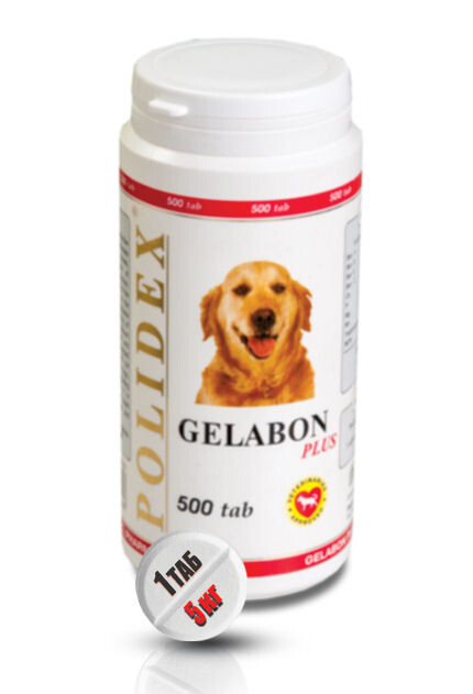 POLIDEX Gelabon plus 500 таб гелабон плюс для собак укрепляет связки и суставы профилактика заболеваний хрящевых поверхностей
