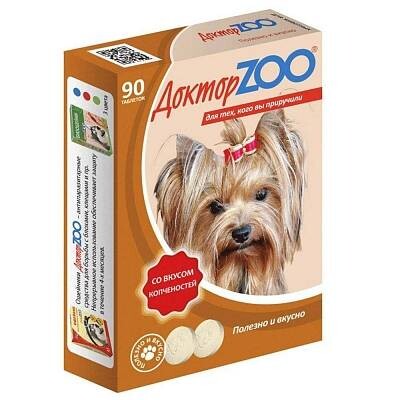 Доктор ZOO 90 шт мультивитаминное лакомство со вкусом копченостей для собак