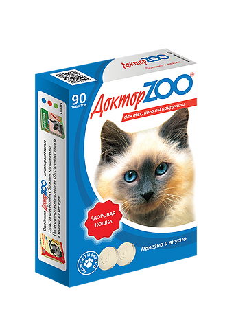 Доктор ZOO Здоровая кошка 90 шт мультивитаминное лакомство с морскими водорослями для кошек