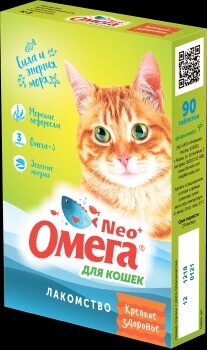 ФАРМАКС ОМЕГА NEO+ КРЕПКОЕ ЗДОРОВЬЕ 90 таб витамины для кошек морские водоросли 1х5