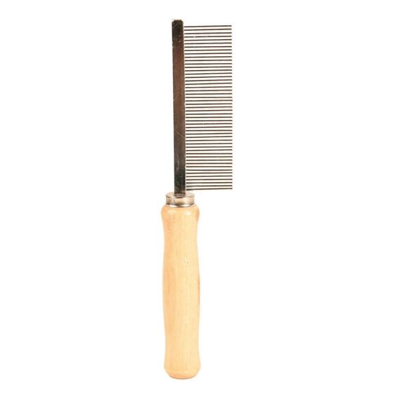 TRIXIE 18 см расчёска с частым зубом с деревянной ручкой.