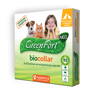 GREEN FORT NEO 40 см биоошейник от блох и клещей для кошек и мелких собак
