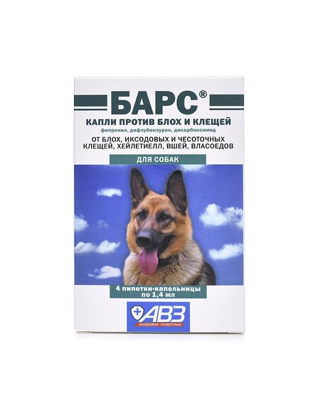 АВЗ БАРС 4 пипетки по 1.4 мл капли для собак против блох и клещей