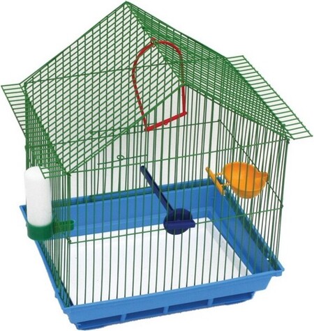 ЗООМАРК 35х28х43 клетка для птиц малая домик комплект