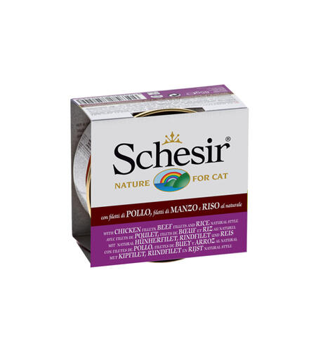 SCHESIR 85 г консервы для кошек цыплёнок говядина рис