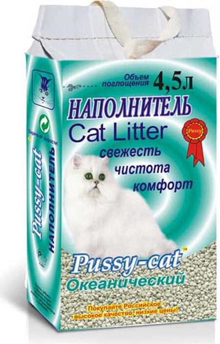Pussy-Cat 4,5 л океанический впитывающий наполнитель для кошачьих туалетов