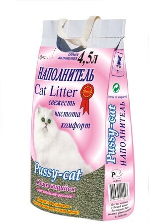 Pussy-Cat 4,5 л розовый комкующийся наполнитель для кошачьих туалетов