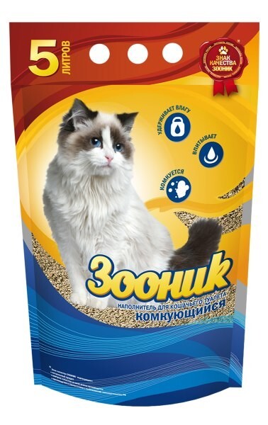ЗООНИК 5 л комкующийся наполнитель для кошачьих туалетов