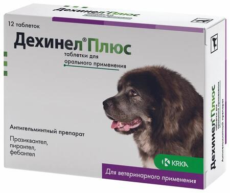КРКА ДЕХИНЕЛ ПЛЮС 12 таблеток антигельминтик для собак крупных пород