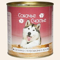 СОБАЧЬЕ СЧАСТЬЕ 750 г консервы для собак баранина с потрошками в желе