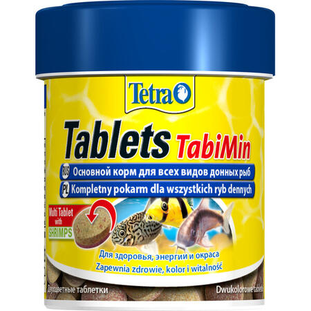 TETRA TABLETS TABI MIN 120 таб корм для всех видов донных рыб в виде двух цветных таблеток с содержанием креветок