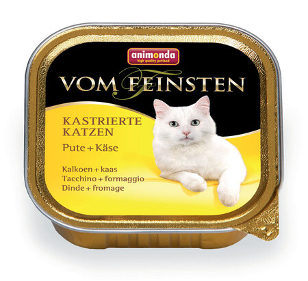 ANIMONDA VOM FEINSTEN for castrated cats 100 г консервы для кастрированных и стерилизованных кошек индейка с сыром ламистер