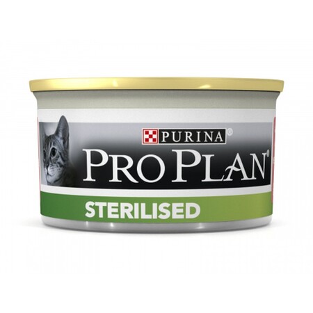PRO PLAN "Sterilised" консервы 85 гр для для кошек кастр. и стерилиз. Лосось тунец паштет БАНКА