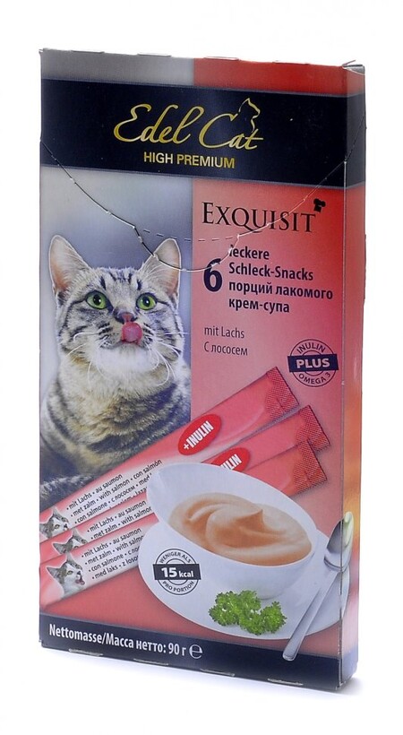 EDEL CAT 6 шт лакомство для кошек крем суп лосось