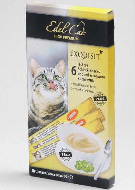 EDEL CAT 6 шт лакомство для кошек крем суп птица печень