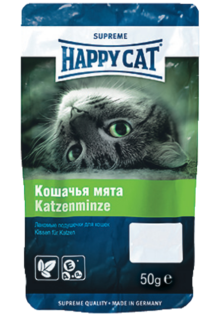 HAPPY CAT 50 г лакомые подушечки для кошек кошачья мята
