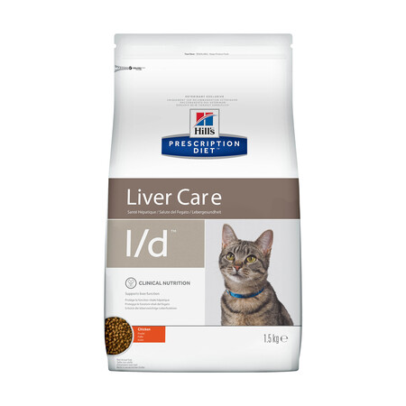 Hill`s Prescription Diet l/d Liver Care 1,5 кг сухой корм для кошек с заболеваниями печени курица