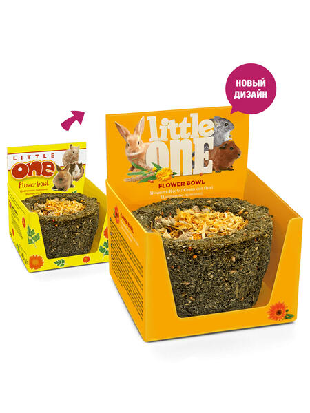 LITTLE ONE 140 г лукошко лакомство-игрушка для грызунов цветочное съедобное из садовой петрушки и цветков календулы