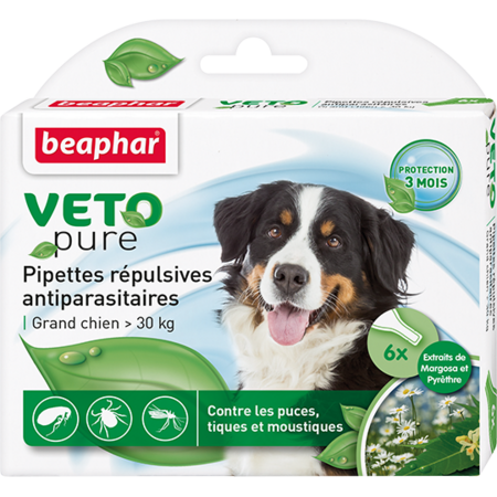 BEAPHAR Veto Nature 6 пипеток капли для собак крупных пород от блох, клещей и комаров с экстрактом маргозы и пиретрума
