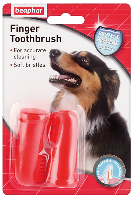 BEAPHAR Toothbrush зубная щетка на палец двойная для собак всех размеров