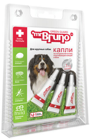 Mr. BRUNO Green Guard 4 мл от 30 кг капли для крупных собак репеллентные