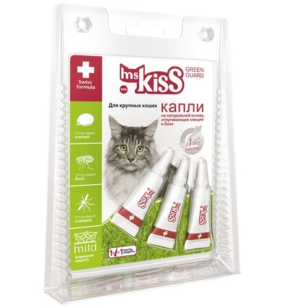 Ms.KISS Green Guard 2,5 мл капли для крупных кошек репеллентные