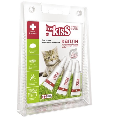 Ms.KISS Green Guard 1 мл капли для котят и маленьких кошек репеллентные