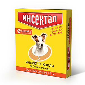 ИНСЕКТАЛ 4-10 кг капли от блох и клещей для собак