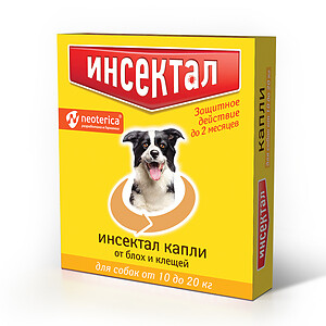 ИНСЕКТАЛ 10-20 кг капли от блох и клещей для собак