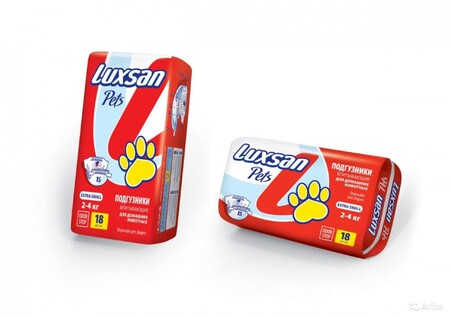 LUXSAN PREMIUM 18 шт XS 2-4 кг подгузник для животных