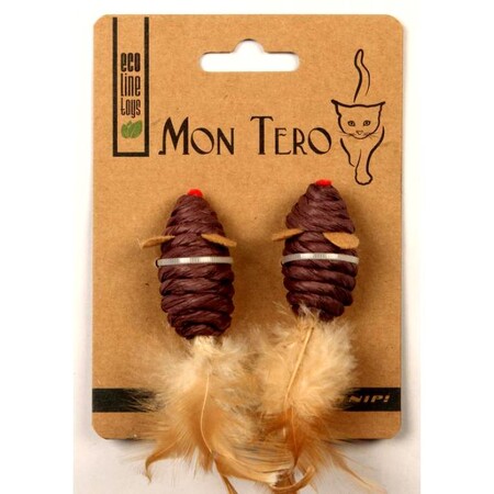 МОН ТЕРО ЭКО 2 шт 5 см игрушка для кошек мышь с перьями с кошачьей мятой фиолетовая